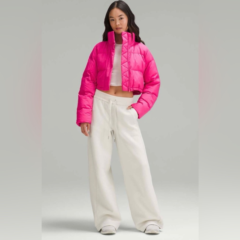 NEW Lululemon Wunder Puff Super Cropped Goose Down Hooded Jacket Sonic Pink 12